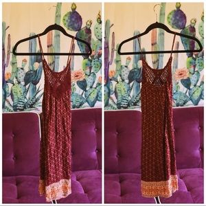 Boho crochet print dress